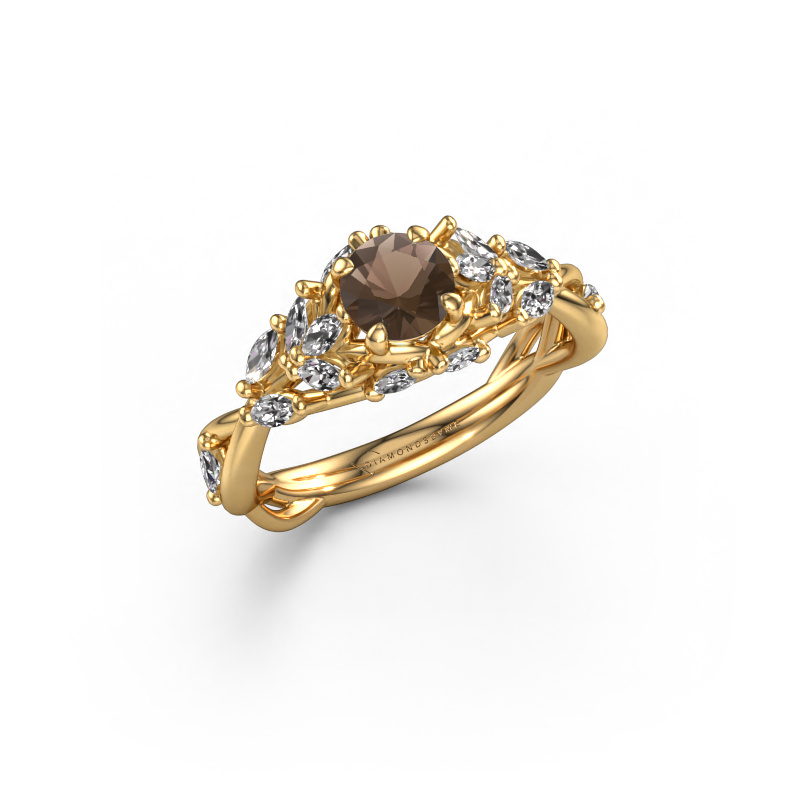 Image of Engagement ring Samantha RND 585 gold Smokey quartz 5 mm