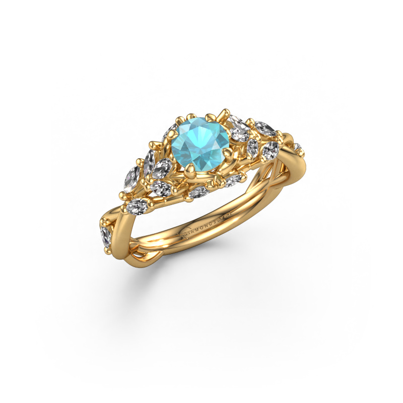 Image of Engagement ring Samantha RND 585 gold Blue topaz 5 mm