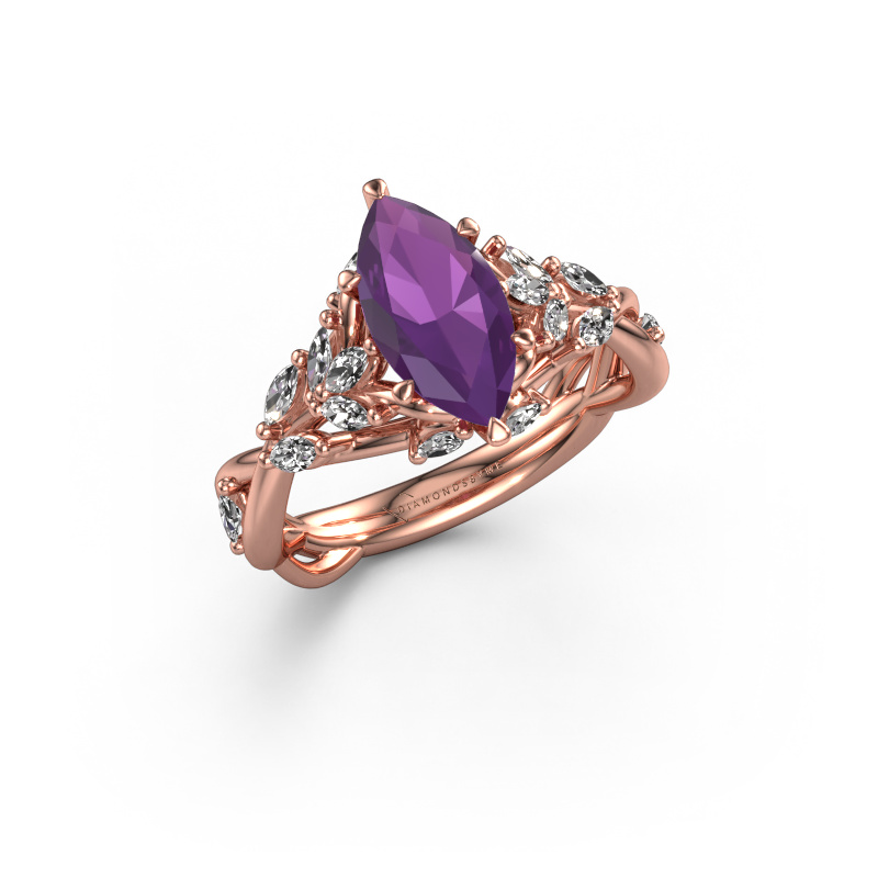 Afbeelding van Verlovingsring Samantha MRQ 585 rosé goud Amethist 11x5.5 mm