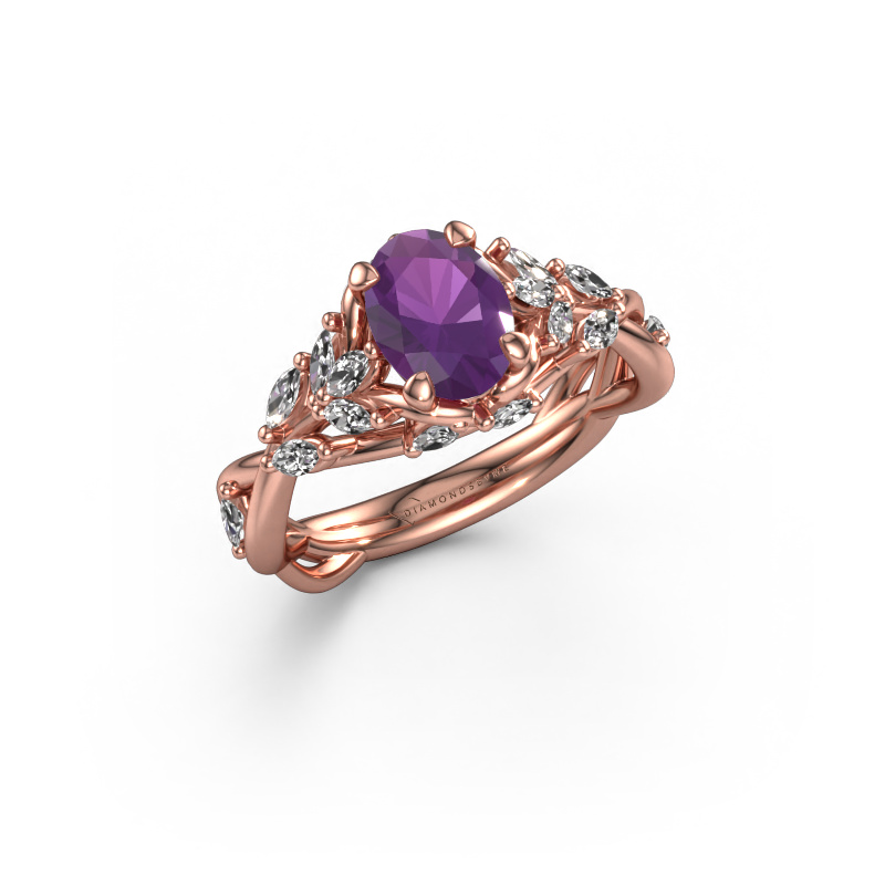 Image of Engagement ring Samantha OVL 585 rose gold Amethyst 7,5x5,5 mm