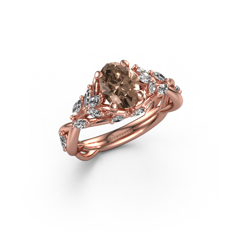 Image of Engagement ring Samantha OVL 585 rose gold Brown diamond 1.20 crt