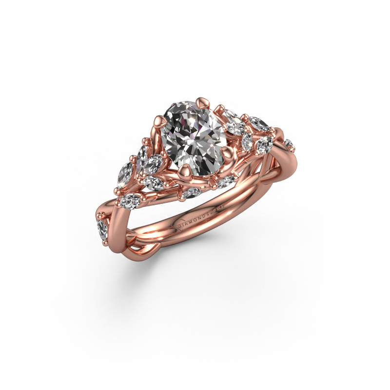 Image of Engagement ring Samantha OVL 585 rose gold Custom diamond 7,5x5,5 mm