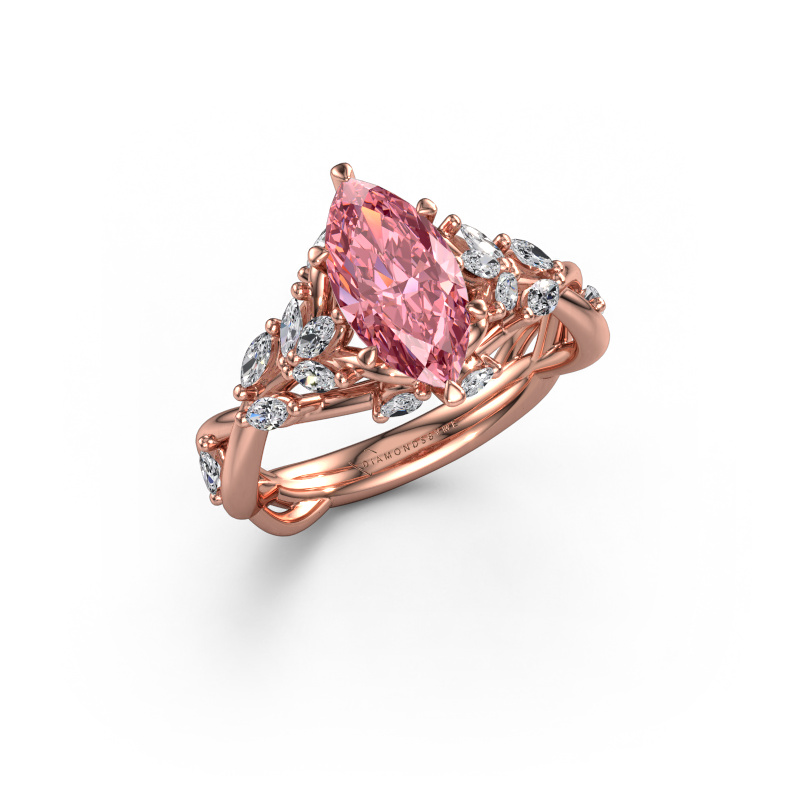 Image of Engagement ring Samantha MRQ 585 rose gold Pink lab grown diamond 11x5.5 mm