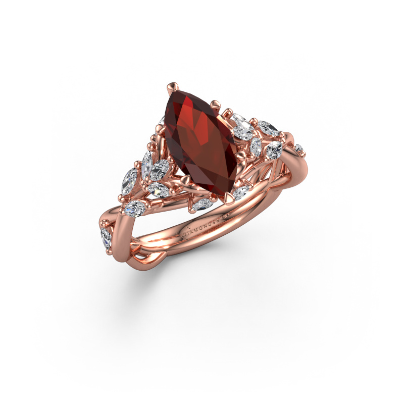 Image of Engagement ring Samantha MRQ 585 rose gold Garnet 11x5.5 mm