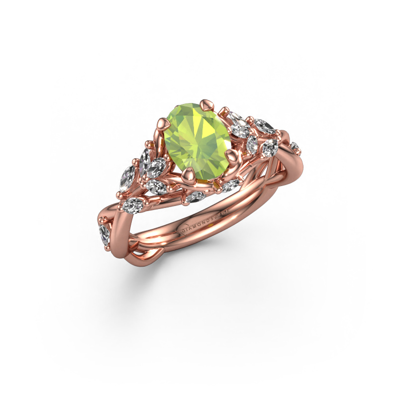 Image of Engagement ring Samantha OVL 585 rose gold Peridot 7,5x5,5 mm