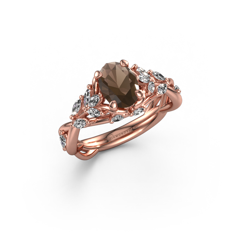 Image of Engagement ring Samantha OVL 585 rose gold Smokey quartz 7,5x5,5 mm