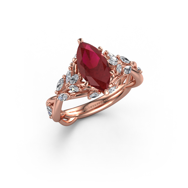 Image of Engagement ring Samantha MRQ 585 rose gold Ruby 11x5.5 mm