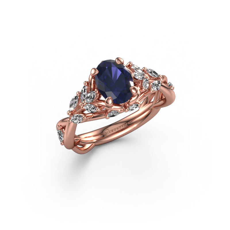 Image of Engagement ring Samantha OVL 585 rose gold Sapphire 7,5x5,5 mm