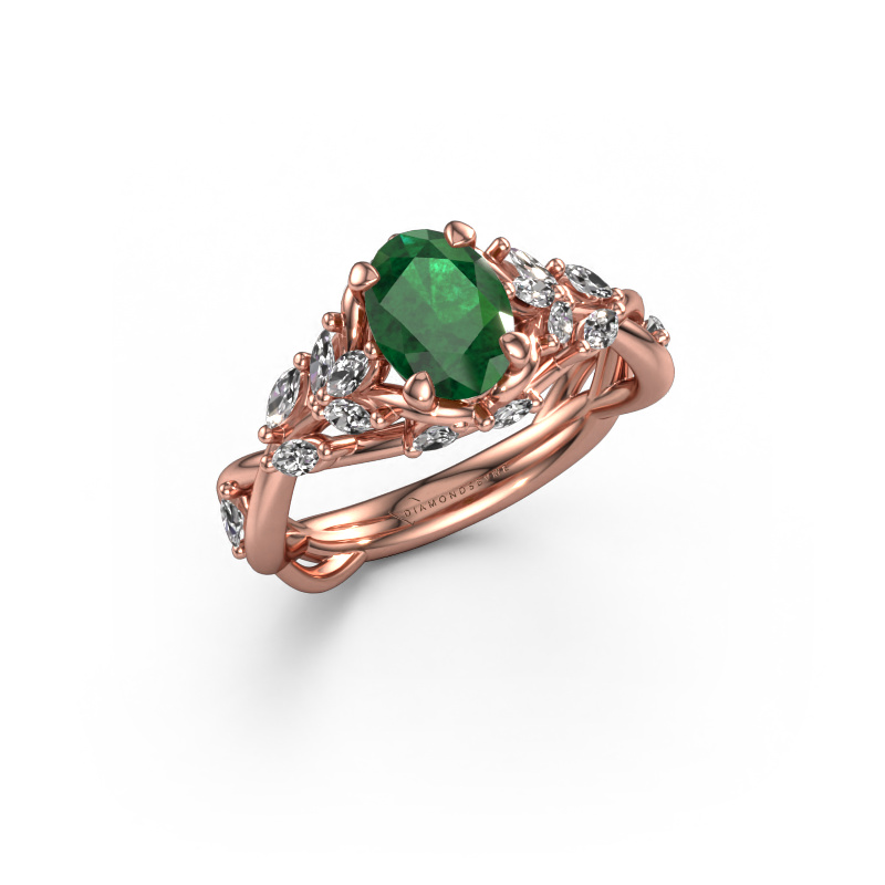 Image of Engagement ring Samantha OVL 585 rose gold Emerald 7,5x5,5 mm