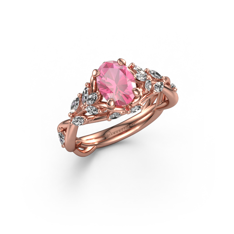 Image of Engagement ring Samantha OVL 585 rose gold Pink sapphire 7,5x5,5 mm