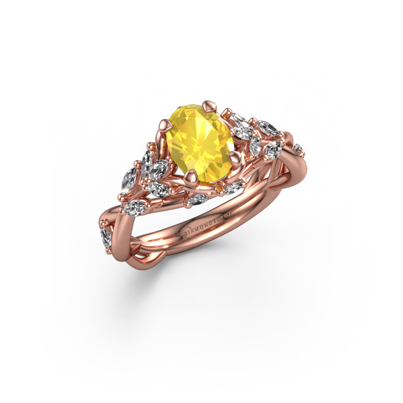 Image de Bague de fiançailles Samantha OVL 585 or rose Saphir jaune 7,5x5,5 mm