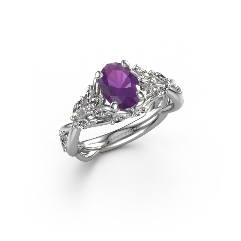 Bild von Verlobungsring Samantha OVL 585 Weißgold Amethyst 7,5x5,5 mm