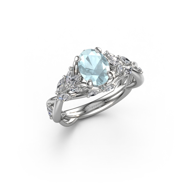 Image of Engagement ring Samantha OVL 585 white gold Aquamarine 7,5x5,5 mm