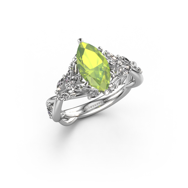 Image of Engagement ring Samantha MRQ 585 white gold Peridot 11x5.5 mm