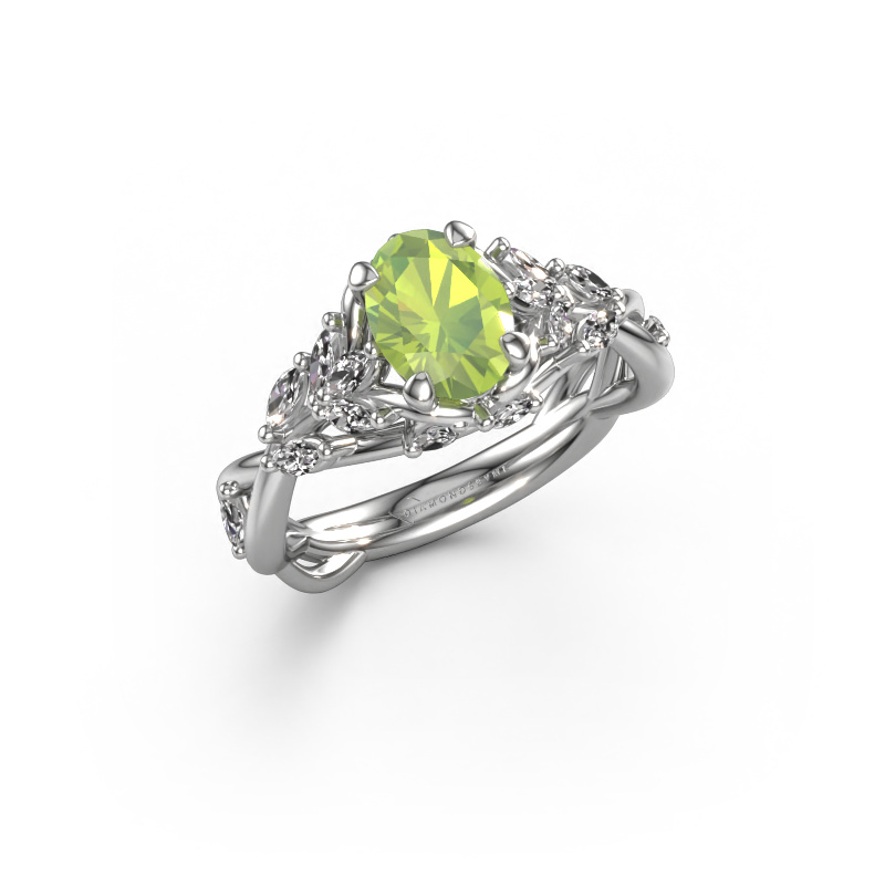Image of Engagement ring Samantha OVL 585 white gold Peridot 7,5x5,5 mm