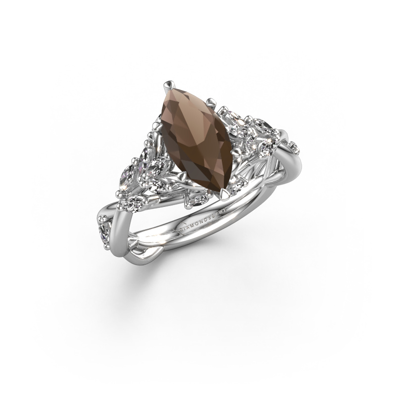 Image de Bague de fiançailles Samantha MRQ 585 or blanc Quartz fumé 11x5.5 mm