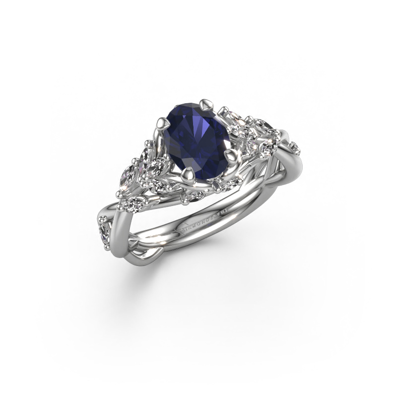 Image of Engagement ring Samantha OVL 585 white gold Sapphire 7,5x5,5 mm