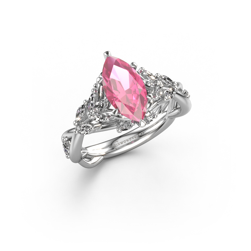 Image of Engagement ring Samantha MRQ 585 white gold Pink sapphire 11x5.5 mm