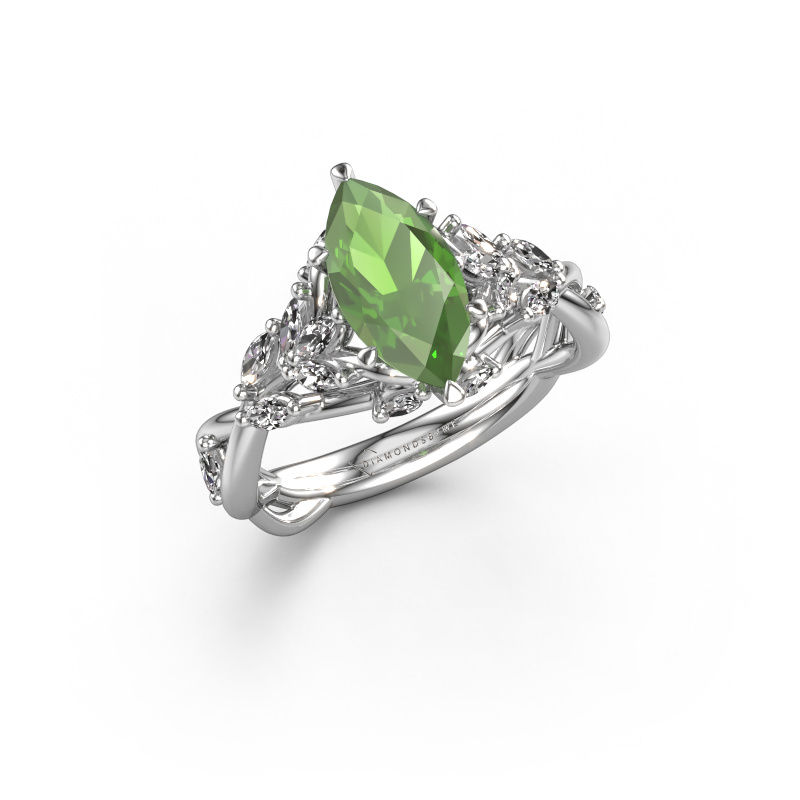 Image de Bague de fiançailles Samantha MRQ 585 or blanc Vert tourmaline 11x5.5 mm