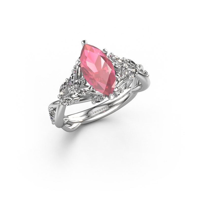 Image of Engagement ring Samantha MRQ 585 white gold Tourmaline pink 11x5.5 mm