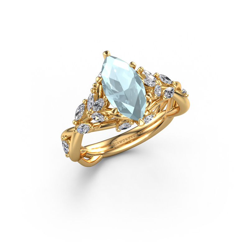 Image of Engagement ring Samantha MRQ 585 gold Aquamarine 11x5.5 mm
