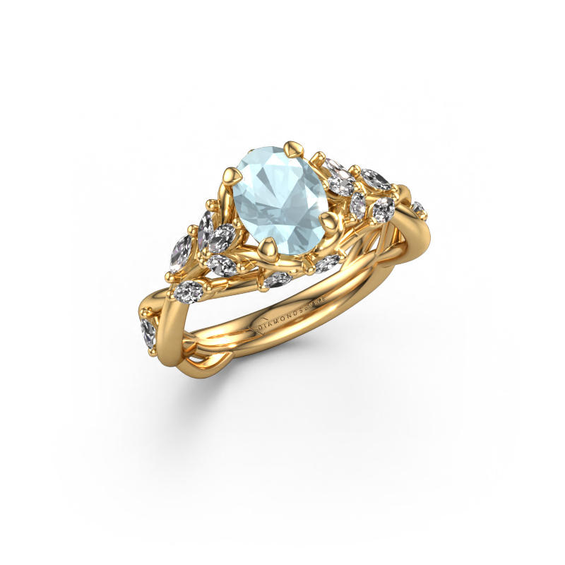Image of Engagement ring Samantha OVL 585 gold Aquamarine 7,5x5,5 mm