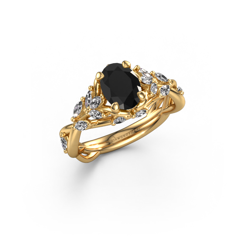 Image of Engagement ring Samantha OVL 585 gold Black diamond 1.50 crt
