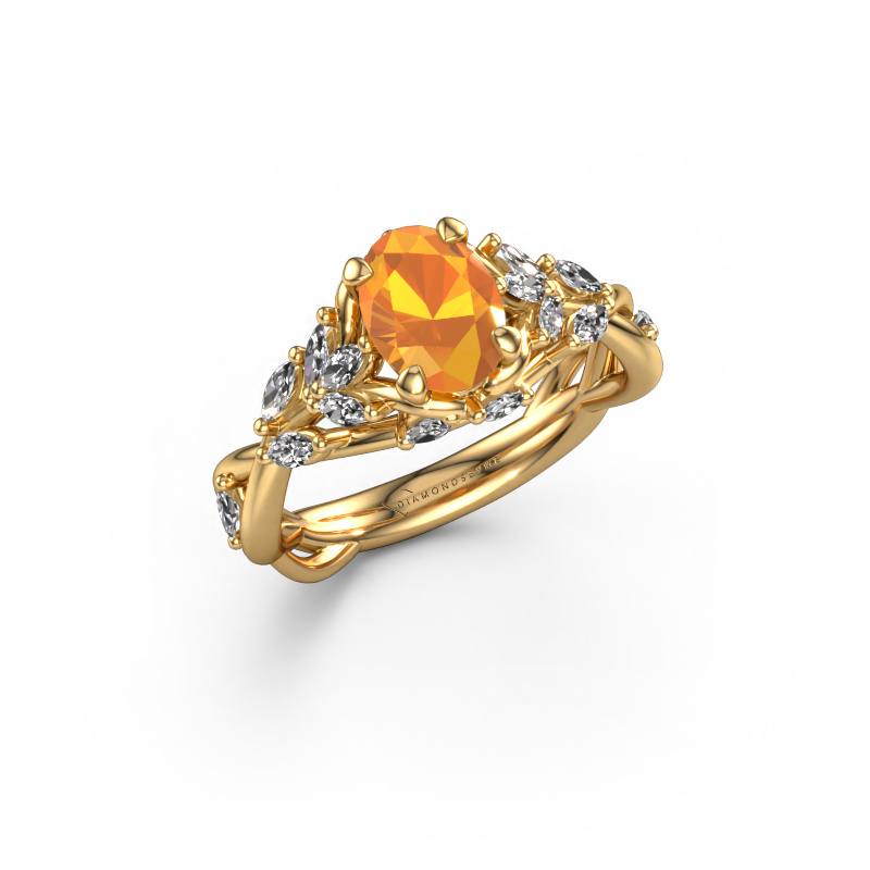 Image de Bague de fiançailles Samantha OVL 585 or jaune Citrine 7,5x5,5 mm