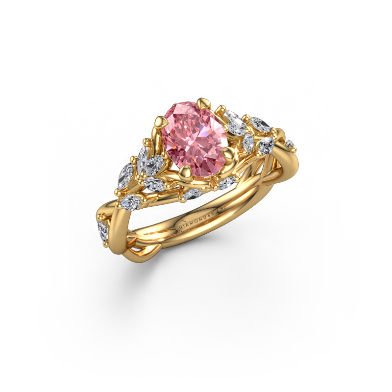Image of Engagement ring Samantha OVL 585 gold Pink lab grown diamond 7,5x5,5 mm