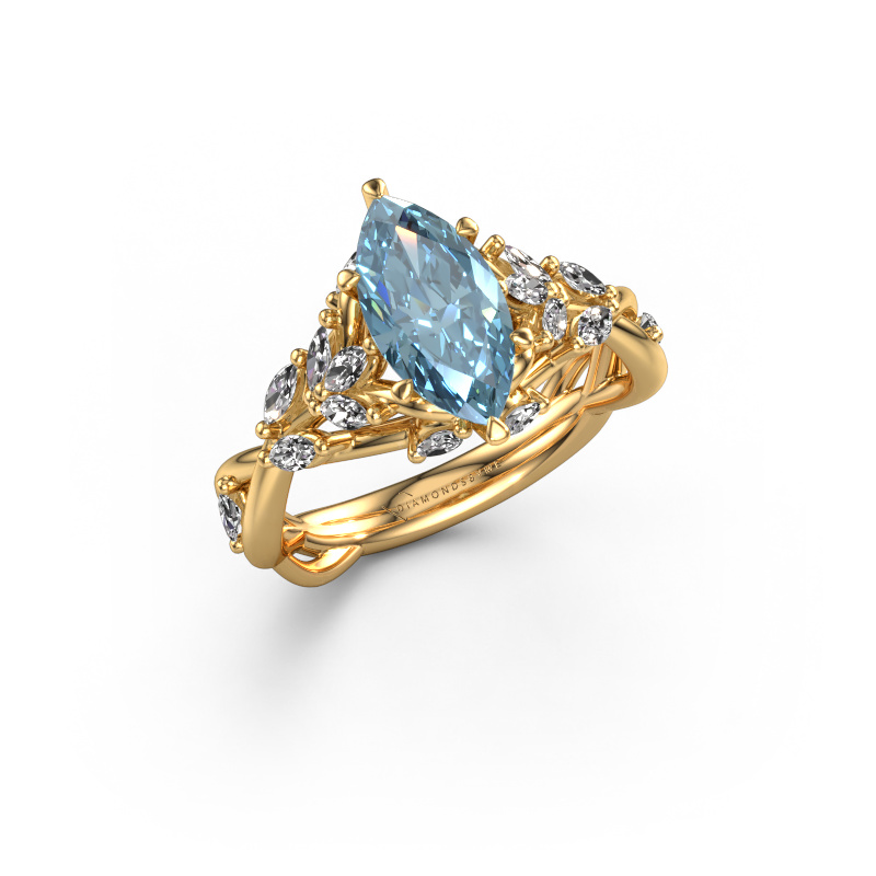 Image of Engagement ring Samantha MRQ 585 gold Blue lab grown diamond 11x5.5 mm
