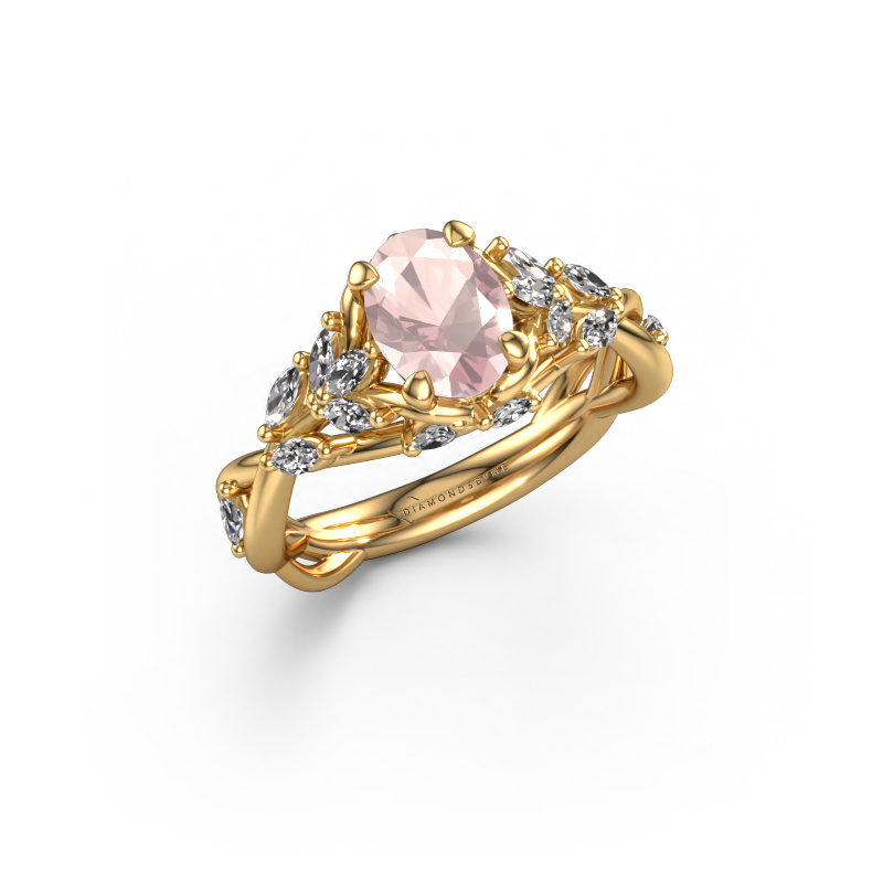 Image de Bague de fiançailles Samantha OVL 585 or jaune Champagne morganite 7,5x5,5 mm