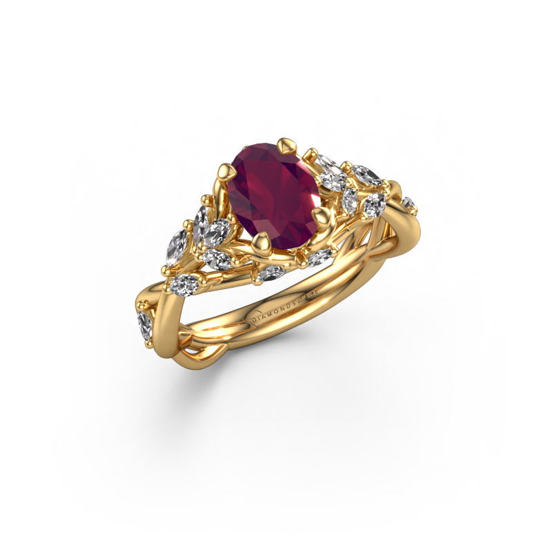 Image of Engagement ring Samantha OVL 585 gold Rhodolite 7,5x5,5 mm