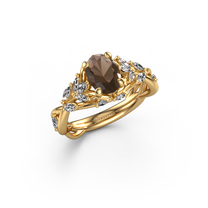 Image of Engagement ring Samantha OVL 585 gold Smokey quartz 7,5x5,5 mm
