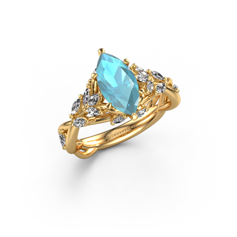 Bild von Verlobungsring Samantha MRQ 585 Gold Blau Topas 11x5.5 mm