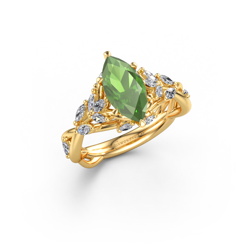 Bild von Verlobungsring Samantha MRQ 585 Gold Turmalin grün 11x5.5 mm
