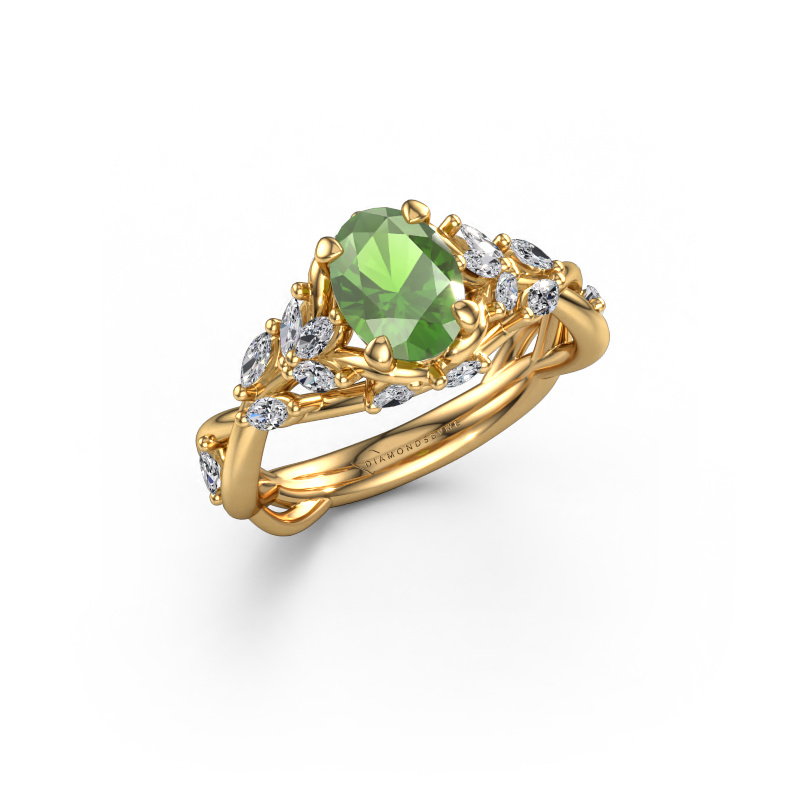 Image of Engagement ring Samantha OVL 585 gold Tourmaline green 7,5x5,5 mm