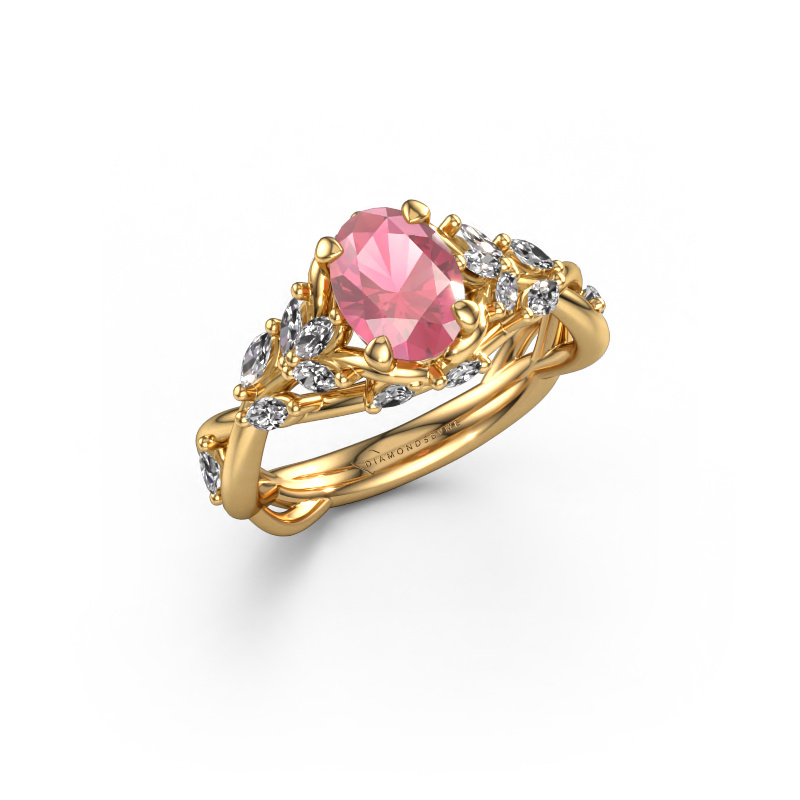 Image of Engagement ring Samantha OVL 585 gold Tourmaline pink 7,5x5,5 mm