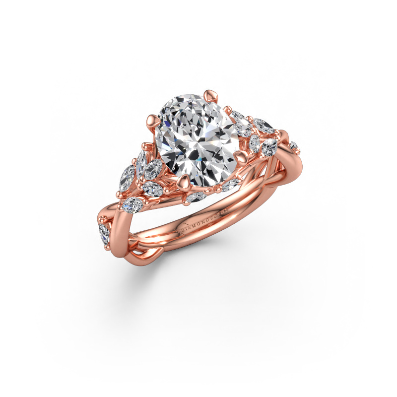 Image of Engagement ring Samantha OVL 585 rose gold Lab-grown diamond 2.20 crt