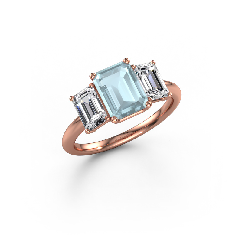 Bild von Verlobungsring Sandra 585 Roségold Aquamarin 8x6 mm