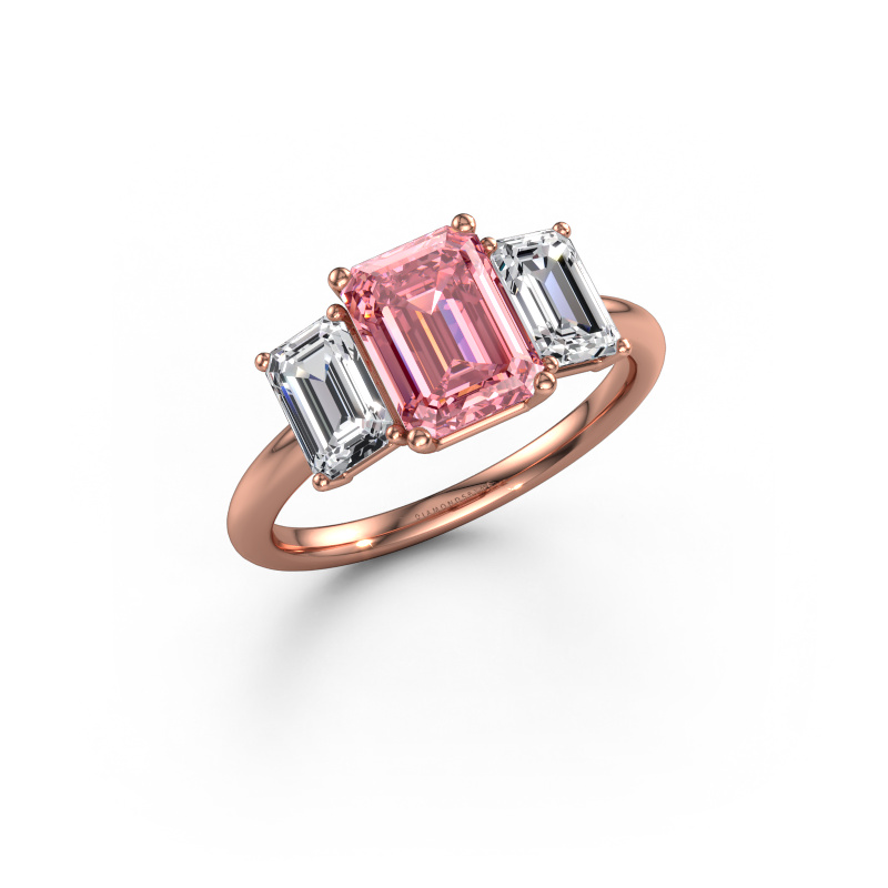 Image of Engagement ring Sandra 585 rose gold Pink lab grown diamond 8x6 mm