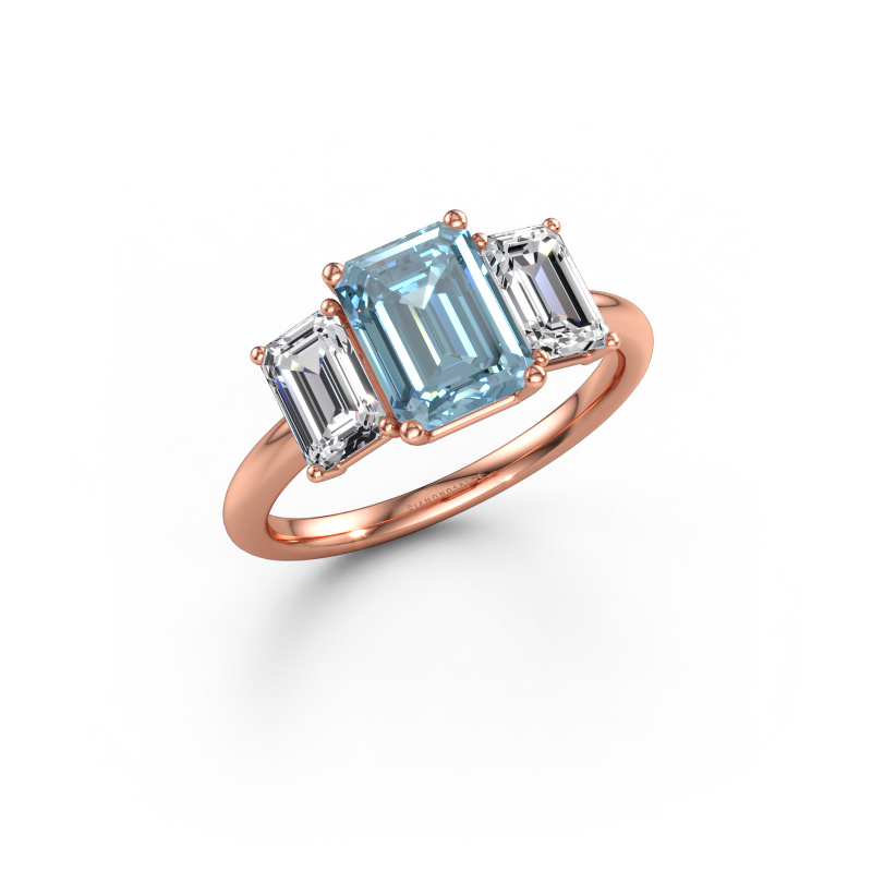 Immagine di Anello di fidanzamento Sandra 585 oro rosa Diamante lab grown blu 8x6 mm