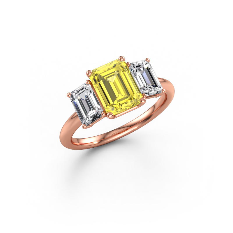 Immagine di Anello di fidanzamento Sandra 585 oro rosa Diamante lab grown giallo 8x6 mm