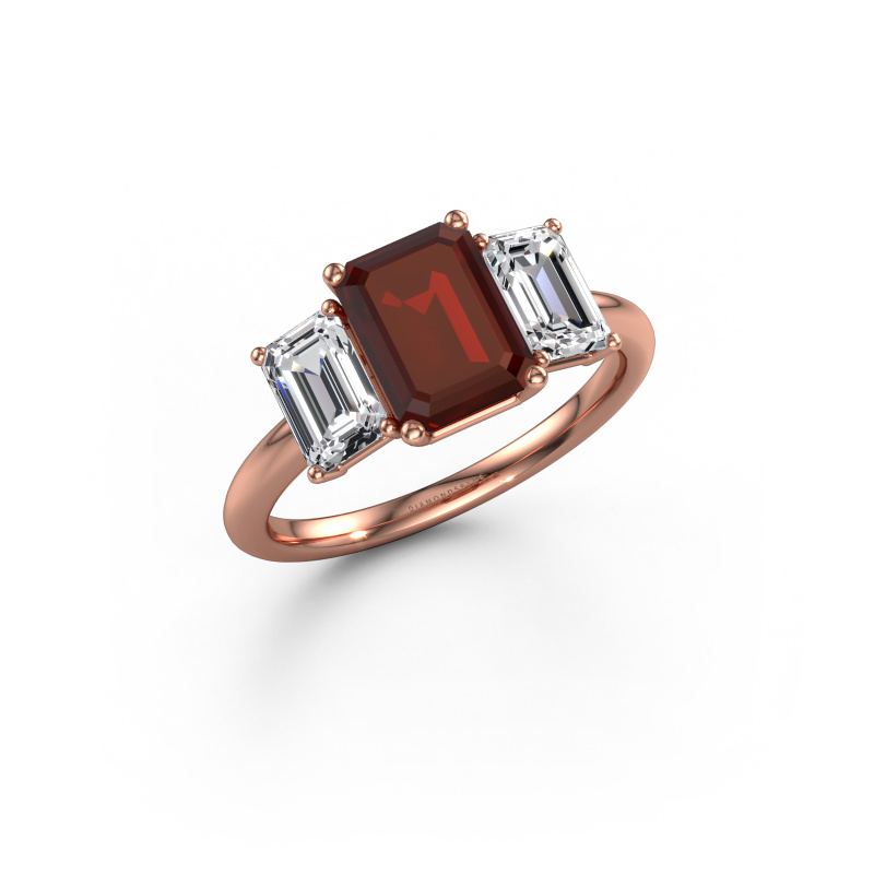 Afbeelding van Verlovingsring Sandra 585 rosé goud Granaat 8x6 mm