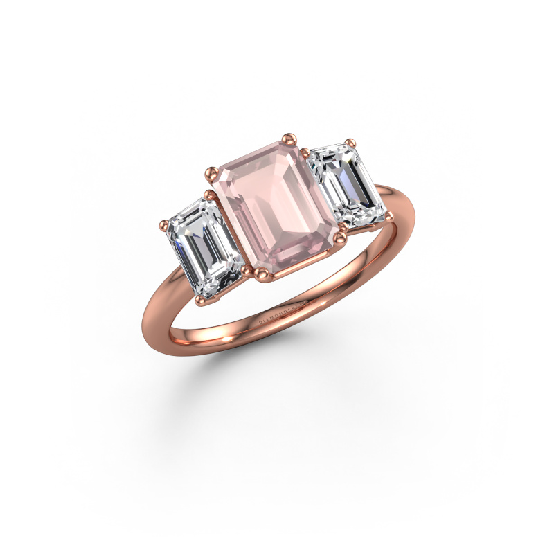 Bild von Verlobungsring Sandra 585 Roségold Morganit Champagner 8x6 mm