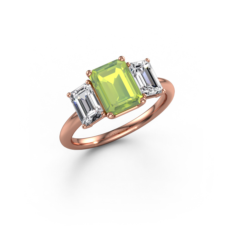 Image de Bague de fiançailles Sandra 585 or rose Péridot 8x6 mm