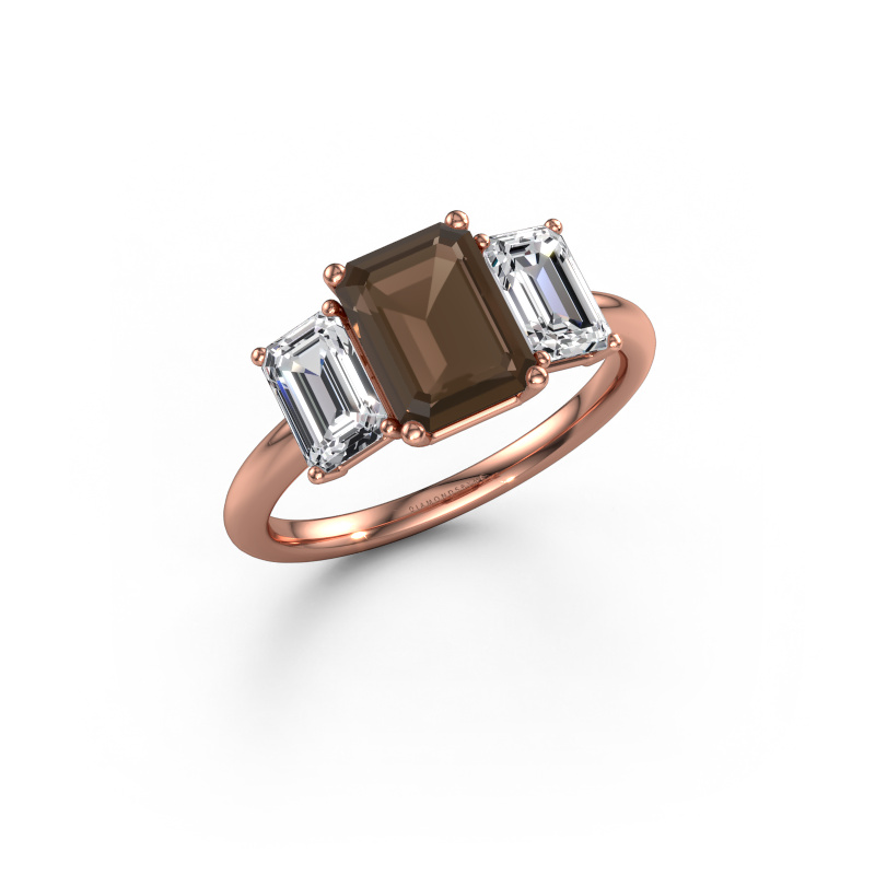 Bild von Verlobungsring Sandra 585 Roségold Rauchquarz 8x6 mm