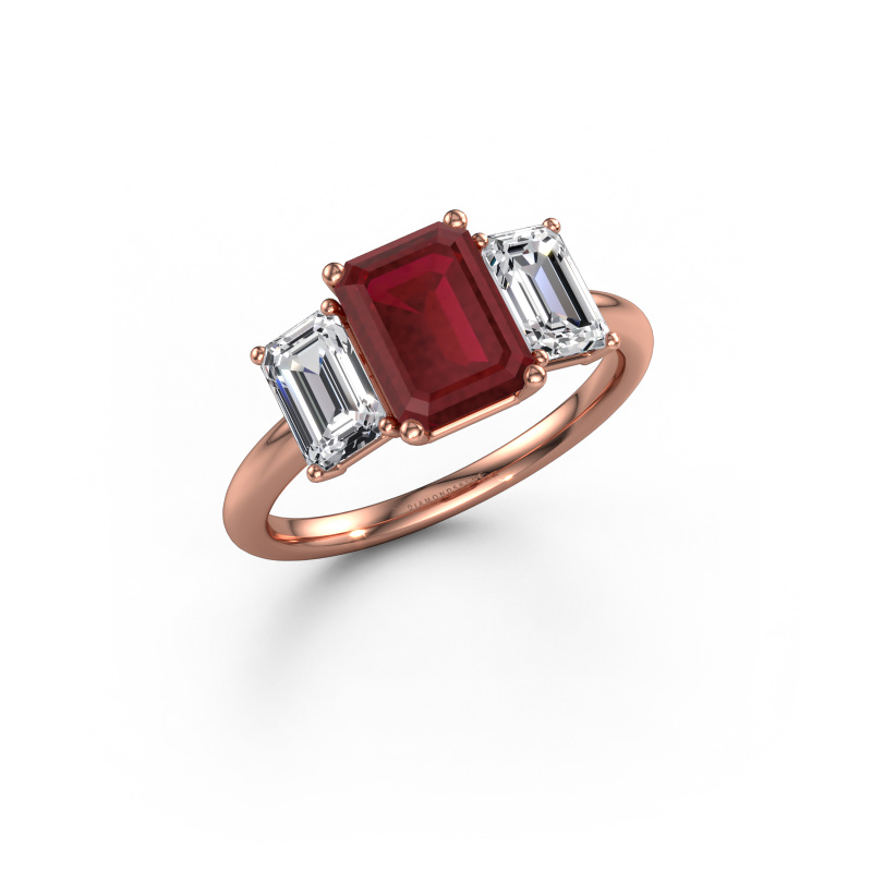 Bild von Verlobungsring Sandra 585 Roségold Rubin 8x6 mm