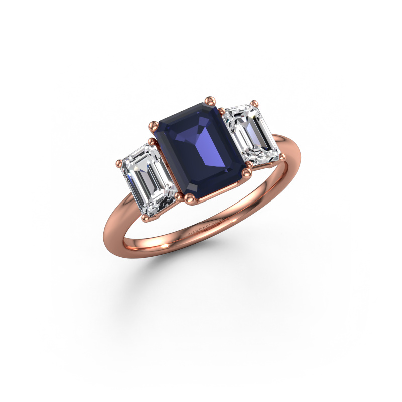 Image of Engagement ring Sandra 585 rose gold Sapphire 8x6 mm