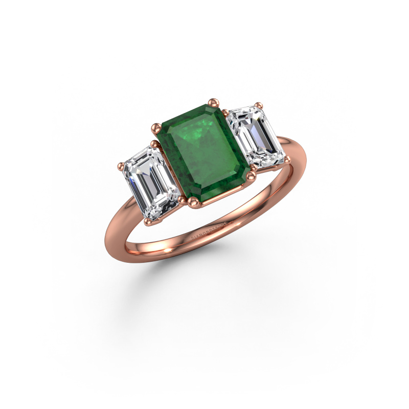 Image of Engagement ring Sandra 585 rose gold Emerald 8x6 mm
