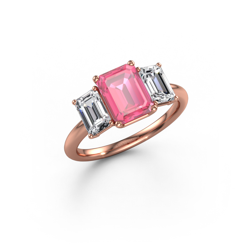 Image of Engagement ring Sandra 585 rose gold Pink sapphire 8x6 mm